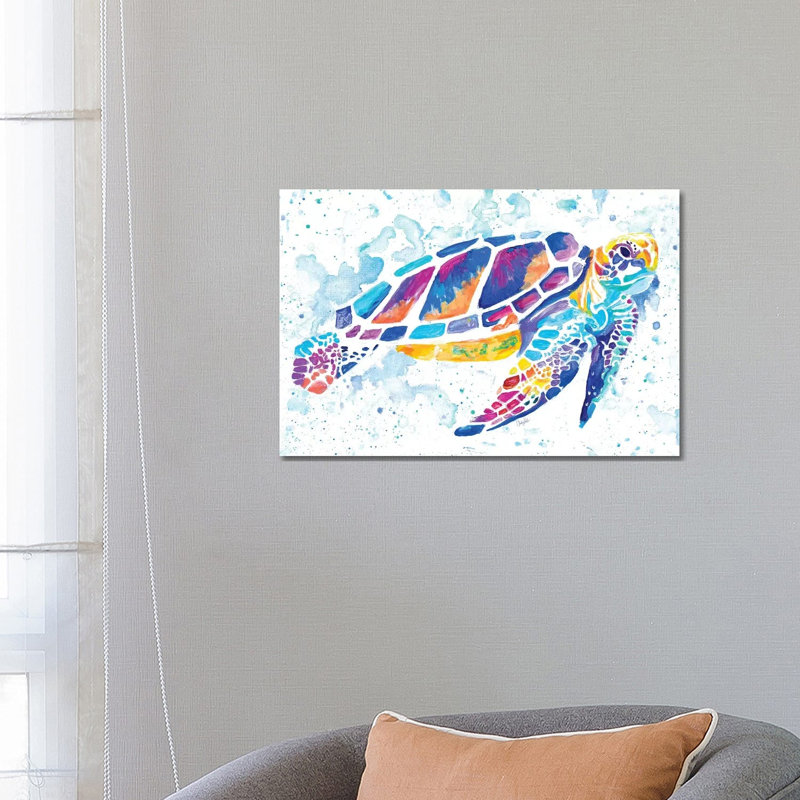 Vibrant Sea Turtle by Chelsea Goodrich - Wrapped Canvas Painting, 66.04 cm H x 45.72 cm W x 1.91 cm D