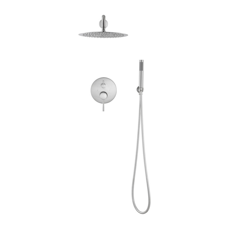 Shower System, Wall Mounted Shower Faucet Set for Bathroom with High Pressure Stainless Steel Rain Shower head Handheld Shower Set, 2 Way Pressure Balance Shower Valve Kit