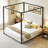 King Size Upholstered Canopy Bed, Platform Bed Frame with Velvet Headboard & Metal Frame, 4-Poster Canopy Bed for Romantic & Modern Bedroom, No Box Spring Needed-681049974-681049976