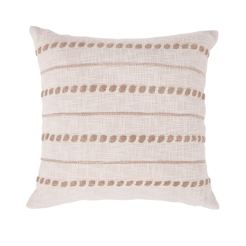 Lago 22" Cotton Weav Throw Pillow , Ivory/Natural
