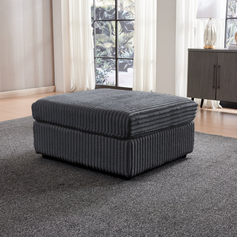 Module rembourré de repose-pieds modulaire en velours côtelé pour canapé modulaire, Gris foncé