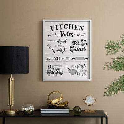 Rules of the Kitchen Framed Print - Solid Wood
