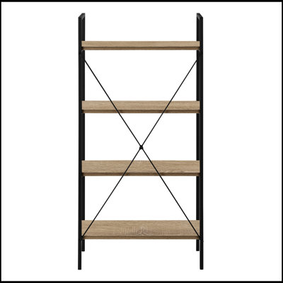 Modern 4-Tier Bookshelf with Spacious Shelves, Perfect for Office and Bedroom Storage and Display.
