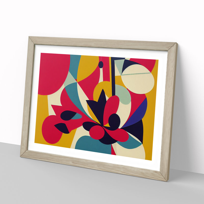 Lovable Abstract Flowers - Single Picture Frame Print, 25cm H x 34cm W, Oak