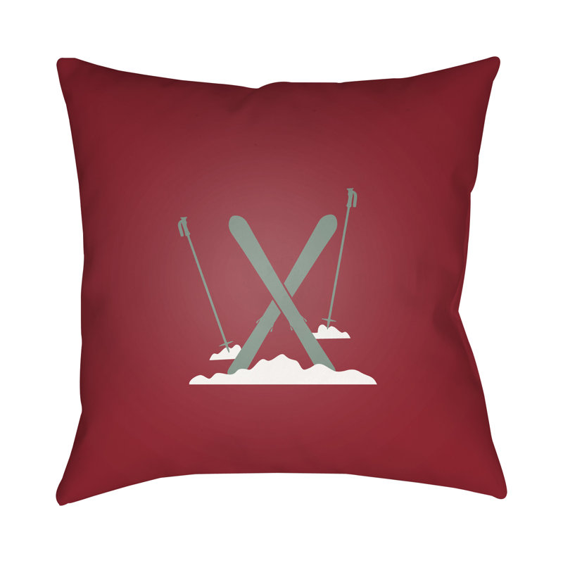 Square Indoor/Outdoor Throw Pillow, 18" H x 18" W x 4" D, Red / Green / White