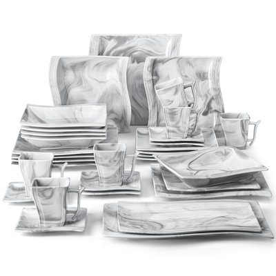 32 Piece Porcelain China Dinnerware Set - Service for 6
