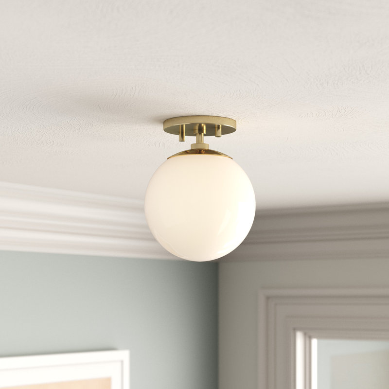 Plafonnier semi-encastré 1 lumière 7 po Luna, Laiton vieilli
