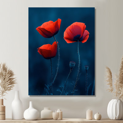 Red Meadow Poppies II - Red Field Wall Art