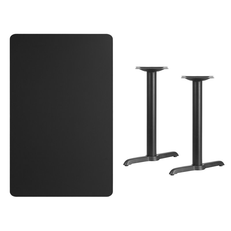 Plateau de table rectangulaire en stratifié de 30 po x 42 po avec base de hauteur de table de 5 po x 22 po Jarreth, Noir