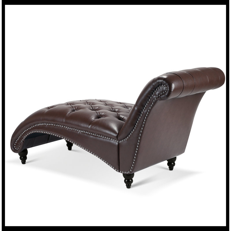 Chaise longue rembourrée Jesualdo, Similicuir brun foncé