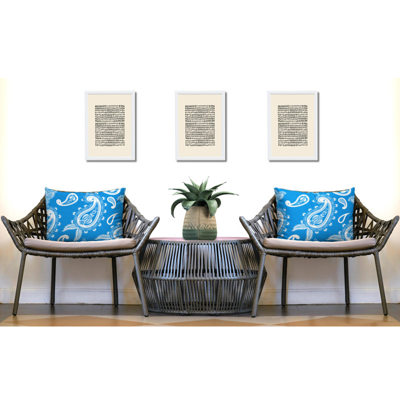 Paisley Outdoor Reversible Throw Pillow, Blue