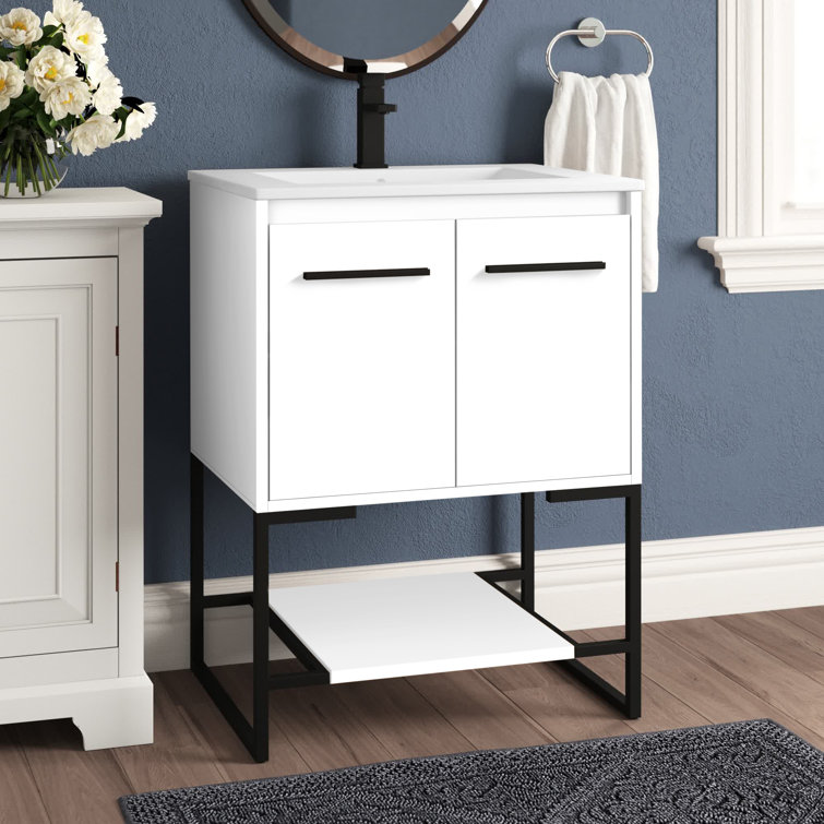 Gerard 24'' Single Bathroom Vanity with Porcelain Top