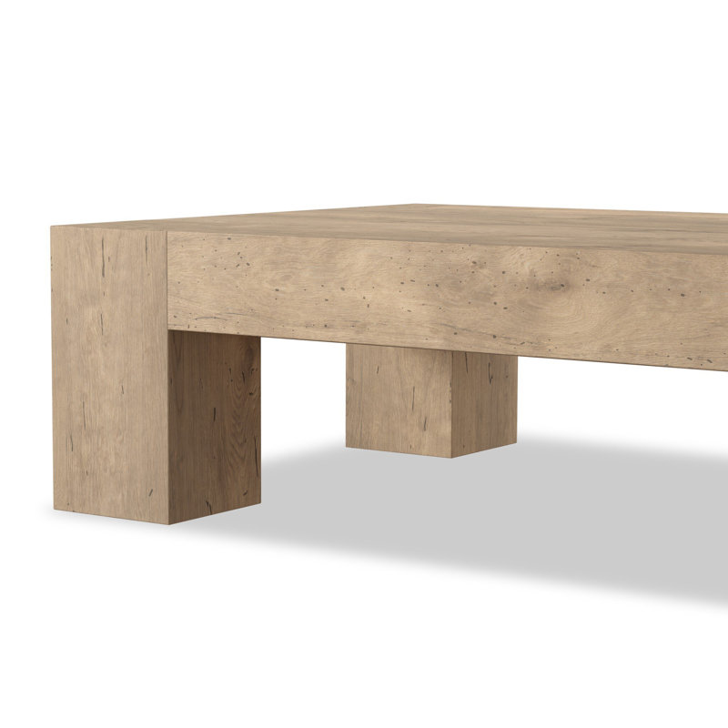 Table basse Hudson, H 15 po x l 55 po x P 35 po, Chêne d'armoise rustique blanchi à la chaux