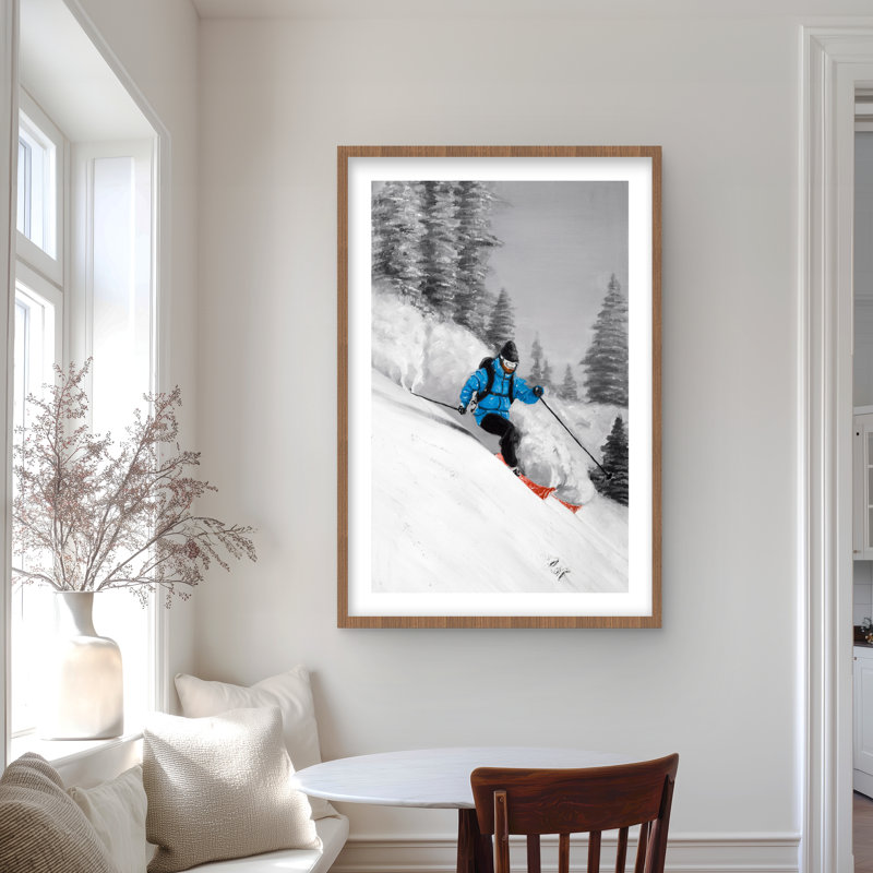 «Man Skiing in Mountain - Best S Venders», reproduction encadrée