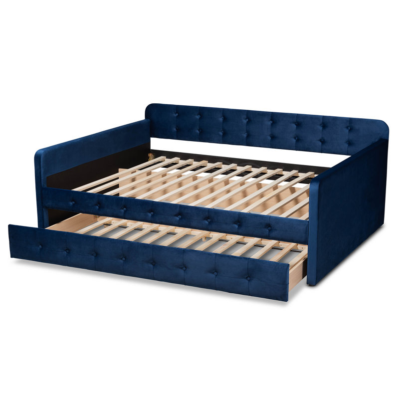 Lit de jour avec couchette Meroe, Bleu marine, Double