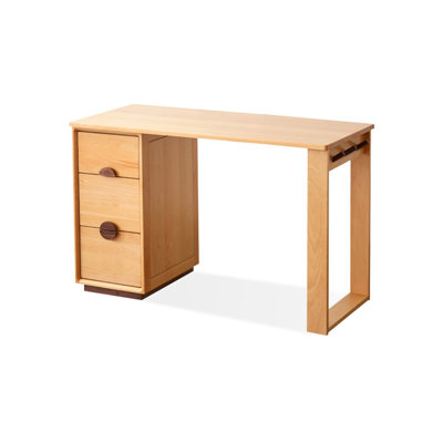 Bureau double caisson en bois massif avec 3 tiroirs Burlywood