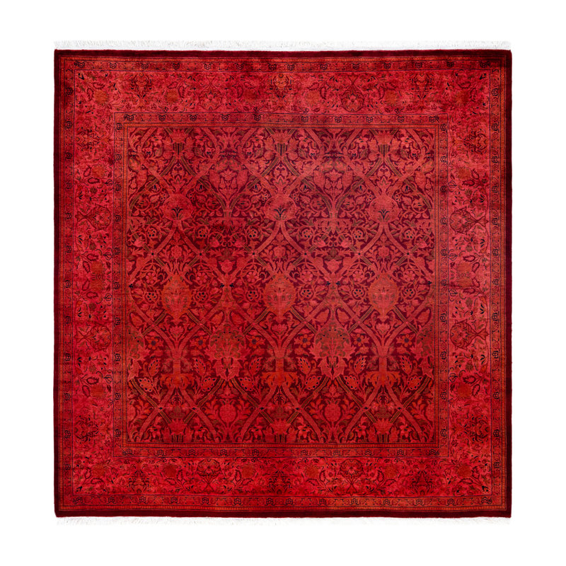 Overdyed Hand-Knotted Wool Modern-Contemporary Pink Area Rug 6' 2" x 6' 3"