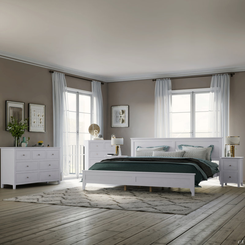 Solid Wood 5 Pieces Bedroom Sets(Bed+Nightstand*2+Chest+Dresser), King