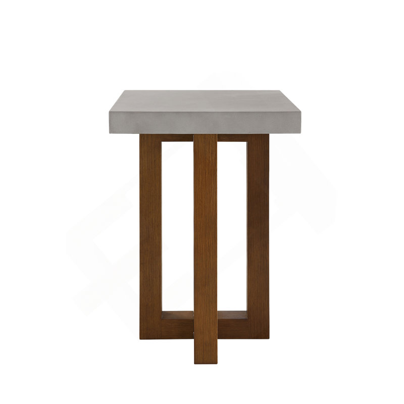 Table de bout en faux béton et finition noyer