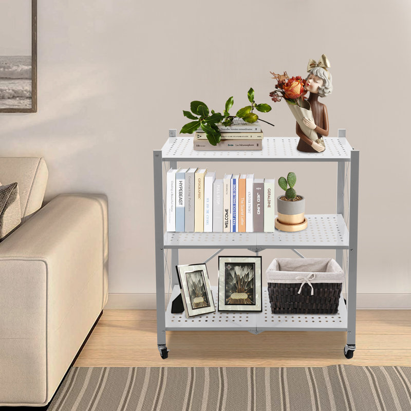 3-Tier Metal Rolling Utility Cart with Wheels