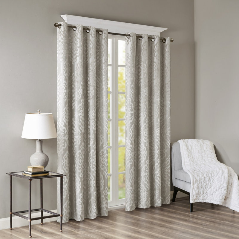 Rideau tricoté en jacquard damassé occultant avec œillets (seulement 1 panneau PC)