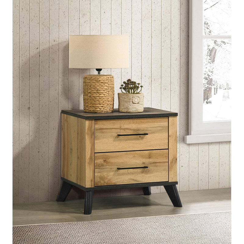 Table de chevet 2 tiroirs Pin naturel