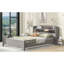 Lit double en bois avec DEL, tête de lit avec garde-corps, garde-corps gris, antique-437087580-437087581