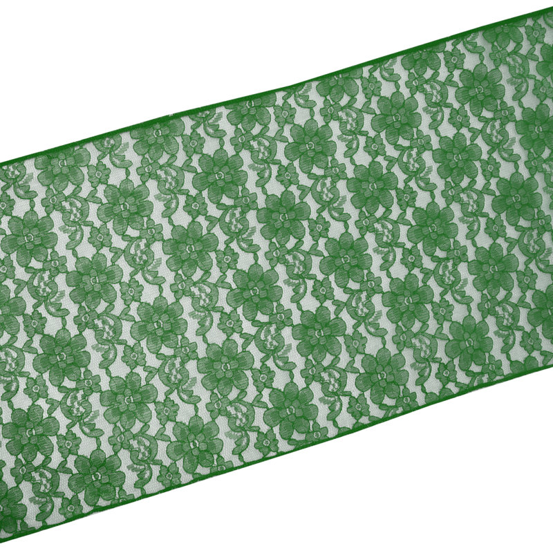 Bagdonas Floral Lace Table Runner, 12" W x 144" L, Hunter Green