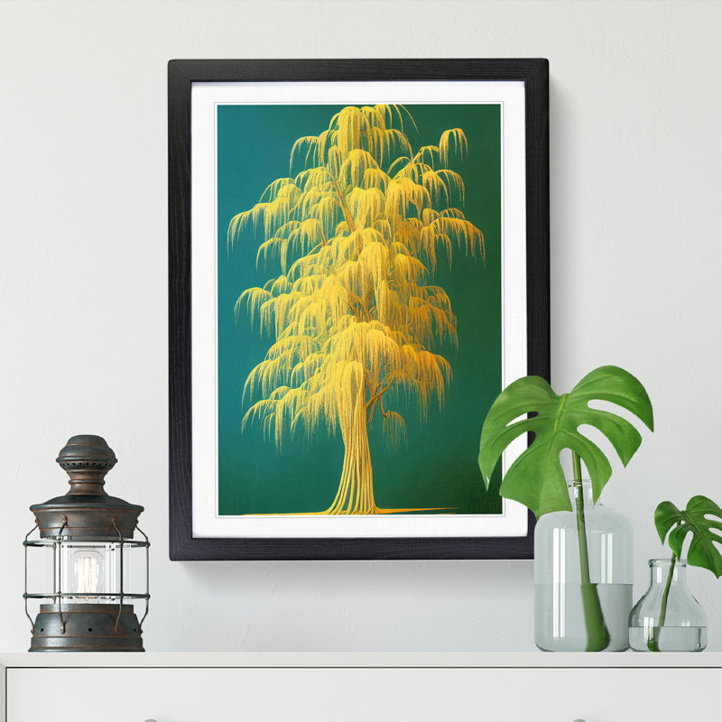 FRM-V0523-2499X The Weeping Willow Tree Vol.2 - Single Picture Frame Print, Black, 64cm H x 46cm W x 2cm D