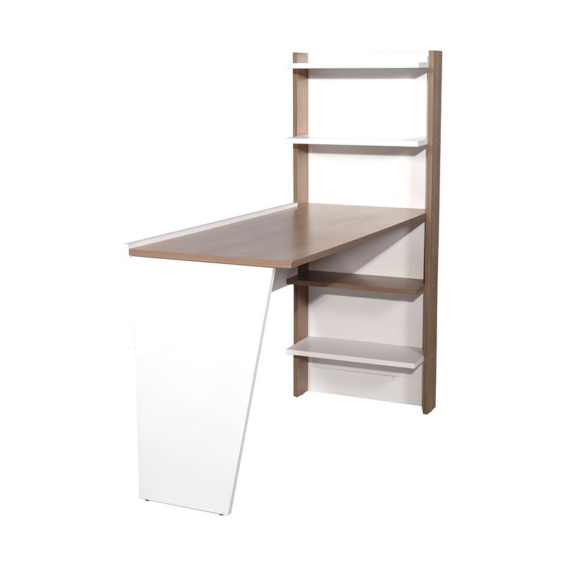 Bureau d'ordinateur moderne de 47,24 po de largeur Kiliam avec tablettes à 4 niveaux