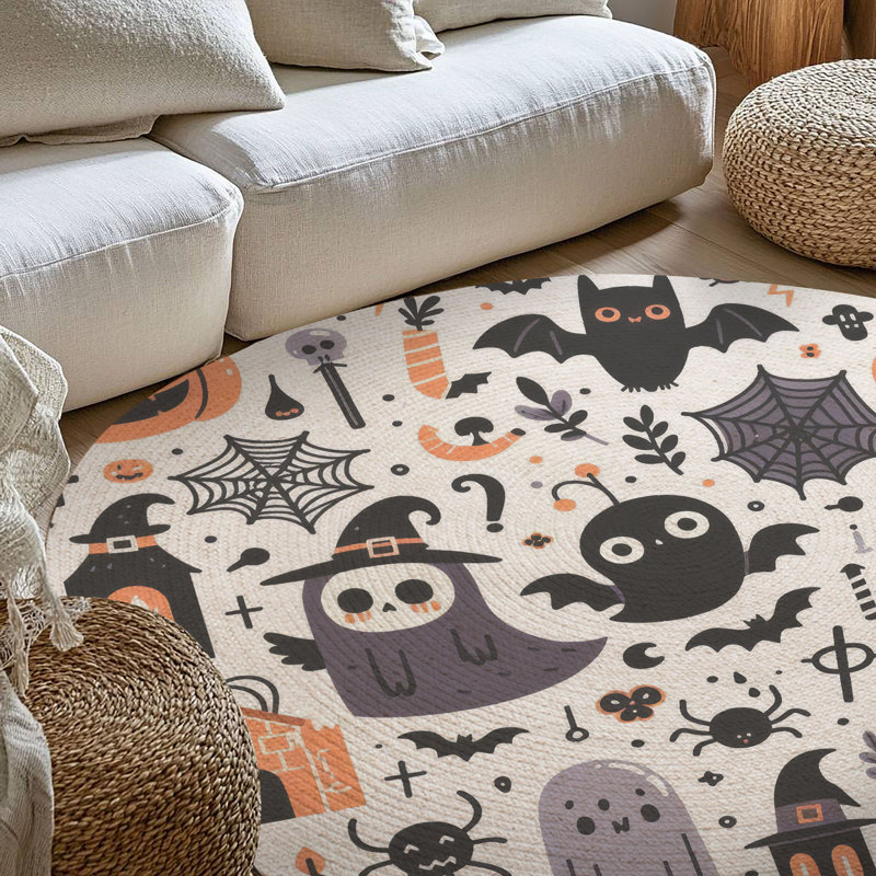 Tapis tressé Fright Night Fest, Rond 5 pi