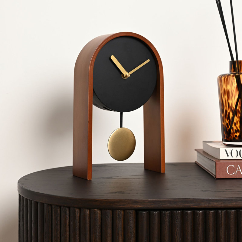Analogue Quartz Movement / Crystal Tabletop Clock, Brown/White