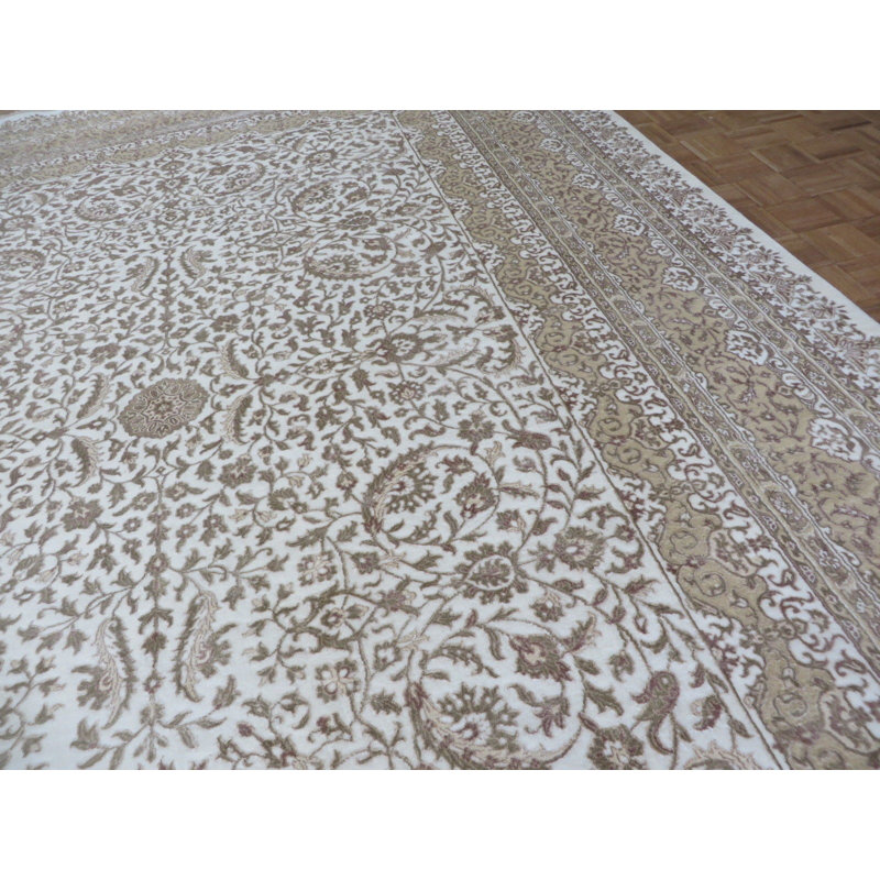 Tapis de surface ivoire 10 pi 1 po x 14 pi 1 po one-of-kind noué la Paden