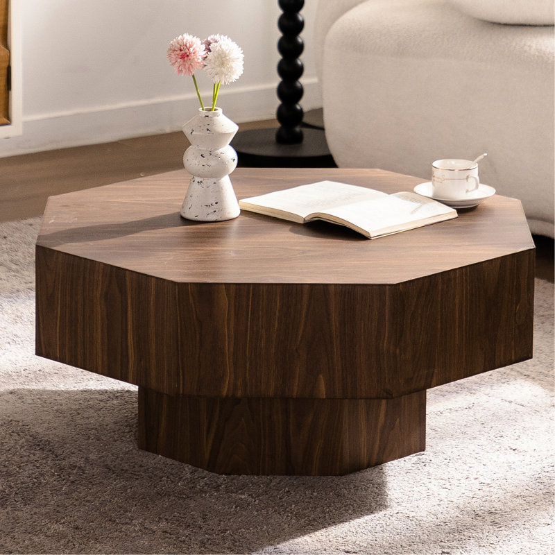 Table basse de 29,82 pouces octogonale pour chambre à coucher, design moderne, surface laquée ronde avec rangement ouvert, chambre à coucher et bureau appropriés