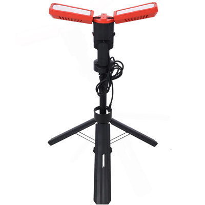 10000 Lumen 100 Watt Dual-Head LED Work Light With Telescoping Tripod, Work Light With Stand Rotating Waterproof Lamps And 9 9Ft 3-Prong Power Cord 2X50w LED Worklight With Telescoping Tripod