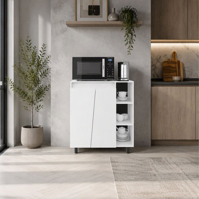Support pour micro-ondes Hazen avec 1 armoire de rangement, 5 tablettes et 2 portes,