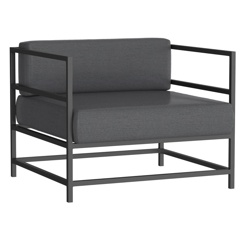 Fauteuil club Delano, non, Tissage uni ardoise coulée Sunbrella®, Gris Tex