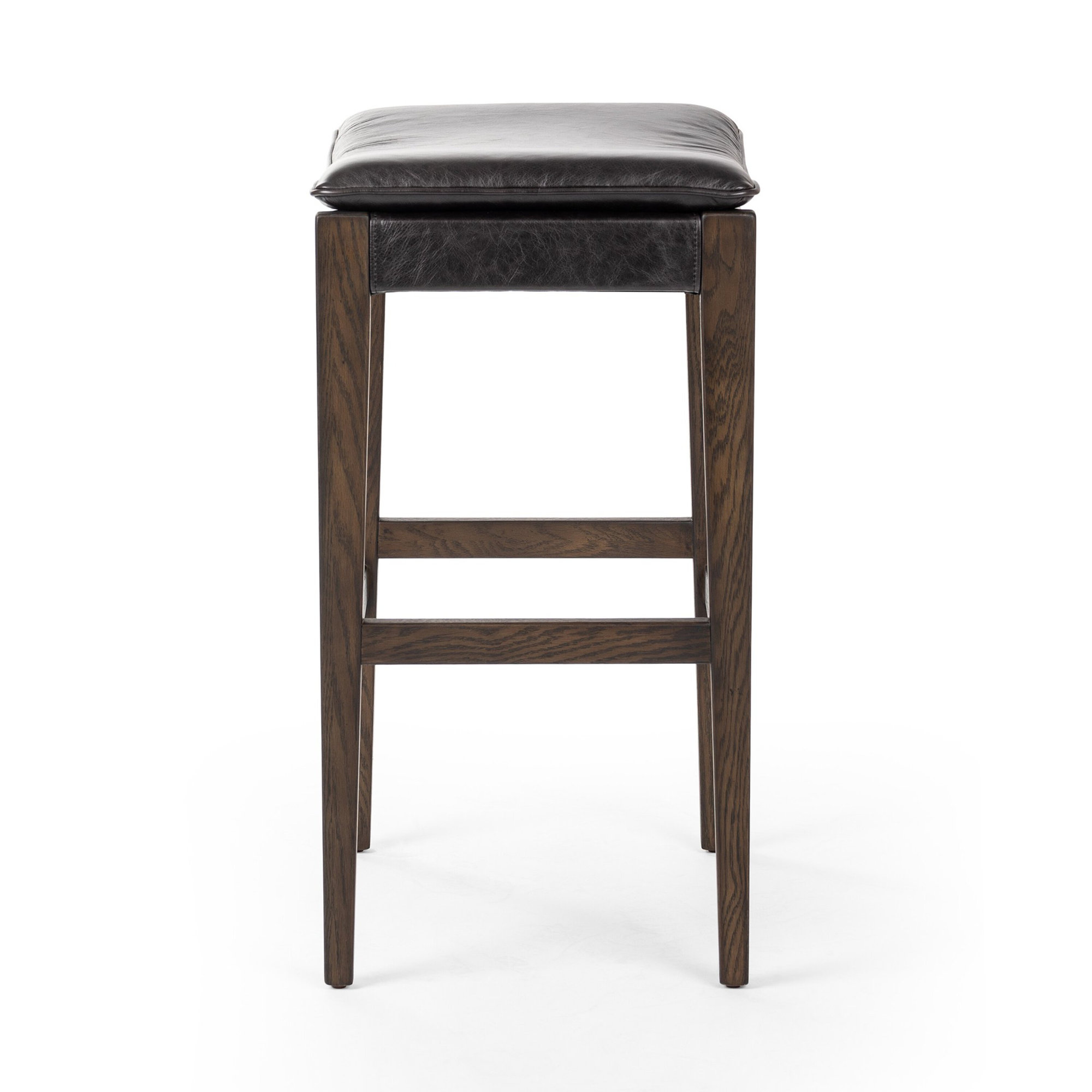 Caricia Leather Stool, Bar Stool (30.71" Seat Height), Genuine Leather Sonoma Black