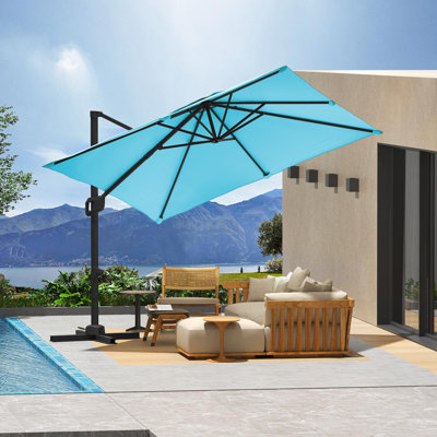 desk patio umbrella 10 Foot Solar LED Cantilever With Lights Cross Base For Outdoor Use Color:Groovy Pink (Pre-Order) Folding E-Bikes Midtown Umbrellas - The 6 heights and angles