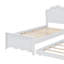 Un lit plateforme en bois avec une tête de lit et un lit gigogne assorti-362188219-362188218