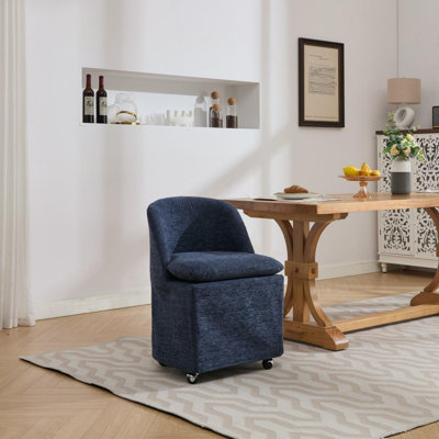 Ensemble de 2 chaises de salle à manger en chenille avec roues universelles