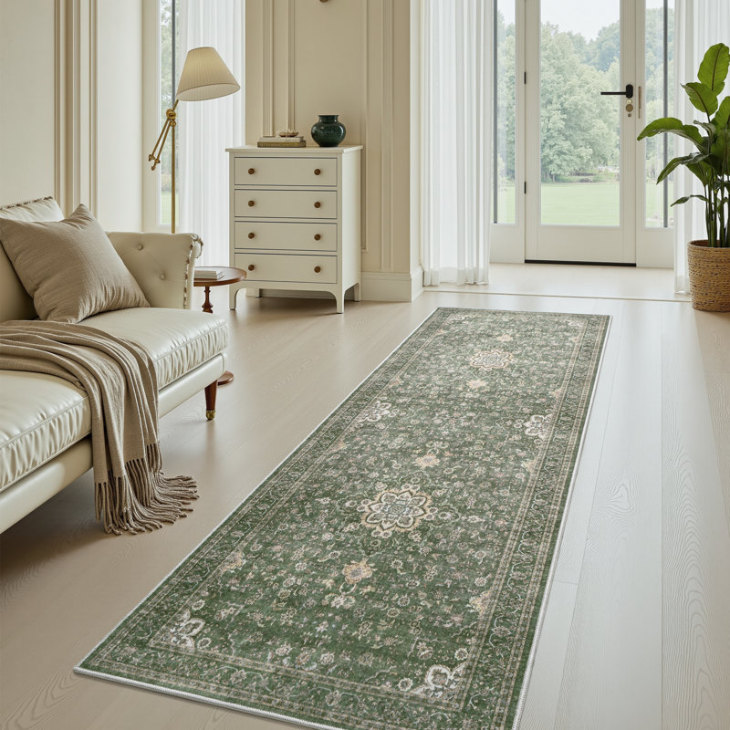 Tapis de couloir floral lavable antidérapant, Tapis de couloir 2 pi x 6 pi