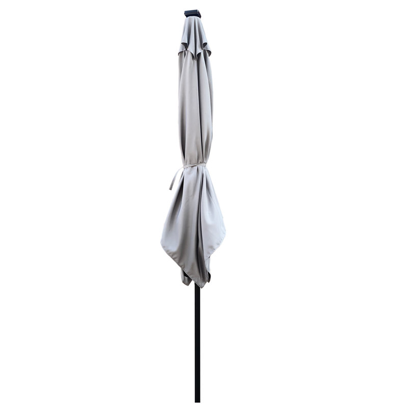 Parasol carré solaire pour terrasse 2,5 X 2,5 M, 8 baleines, éclairage à DEL, auvent imperméable, pour parasol de jardin et d'extérieur, 32 lumières, imperméable, abat-jour de terrasse, protection 40+
