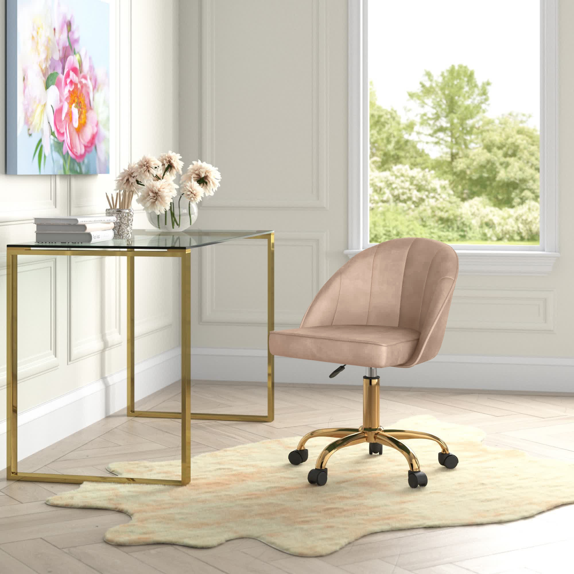 Gold and pink online desk chair