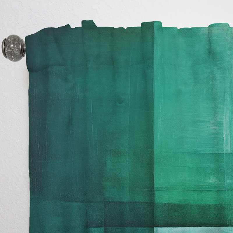 Dia Green Cubic line Art Deco - Modern Velvet Curtain - Room Darkening - 1 panel, 52" W x 90" L