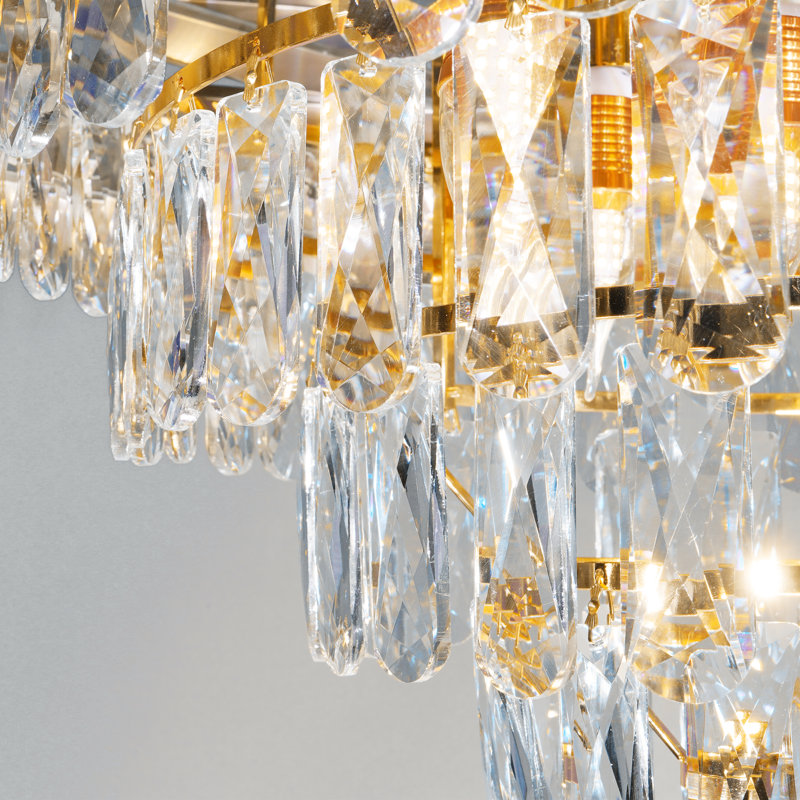 Lustre à gradateur à 9 lumières avec accents en cristal Modern