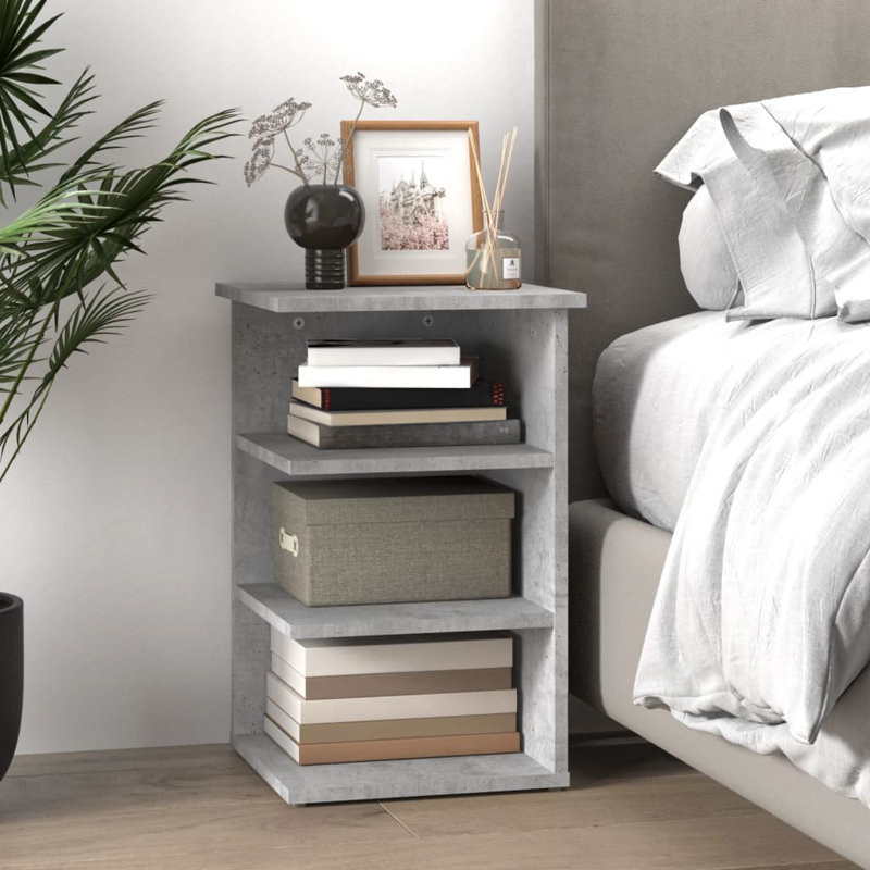 Giesey Floor Shelf End Table, Concrete Grey, Concrete Grey