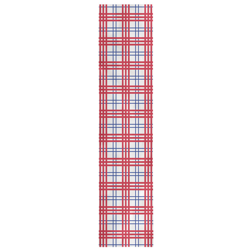 Paid Polyester Table Runner, 72" L x 16" W, White/Light Blue