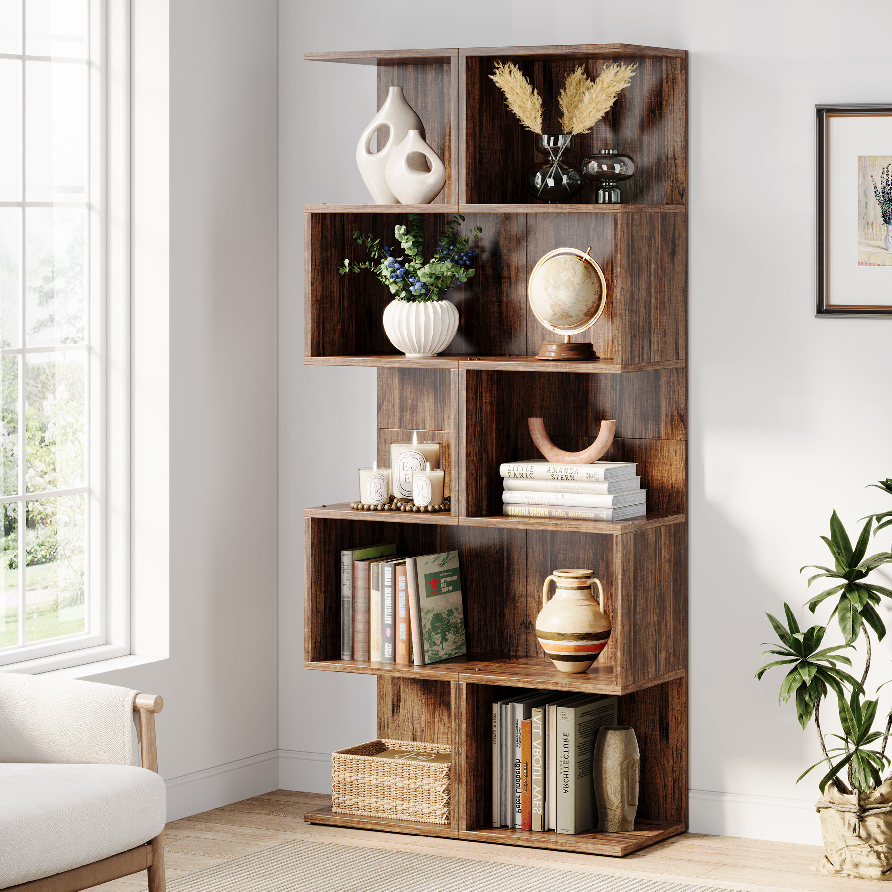 Millwood Pines 5Tier Tall Narrow Corner Bookcase(2PCS) Wayfair