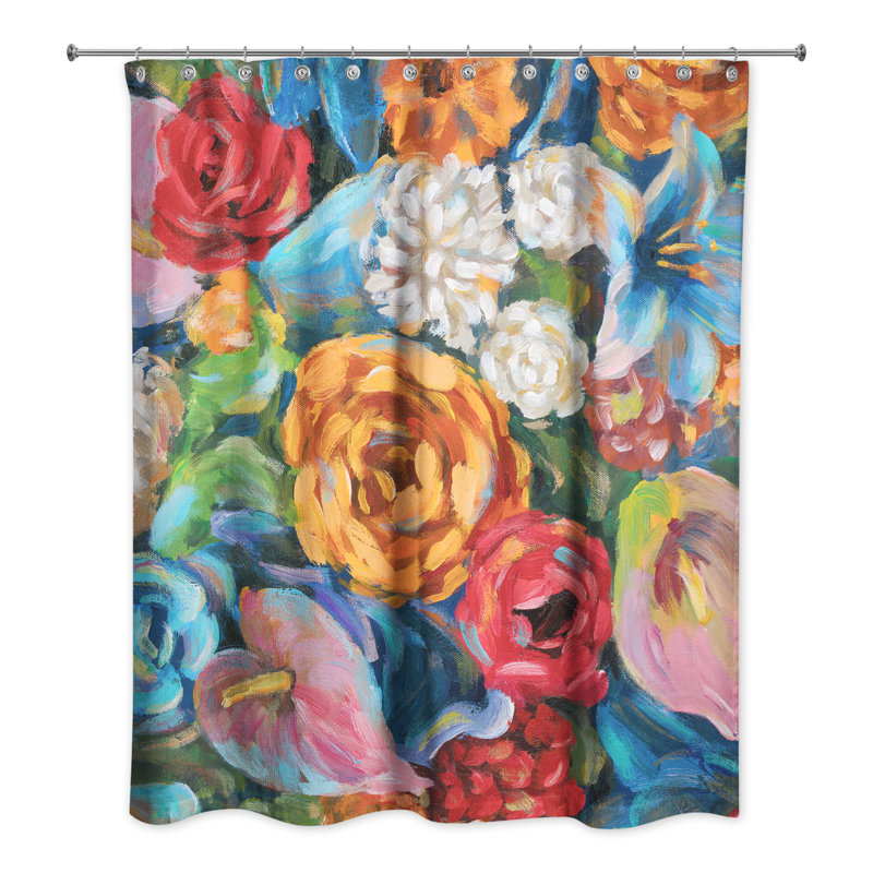 Rideau de douche simple floral Olea